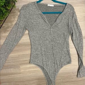 Grey Low Neck Bodysuit